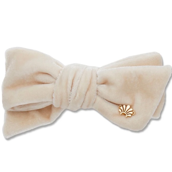 LELE SADOUGHI Ivory Velvet Ribbon Bow Tie Barrette main image 5